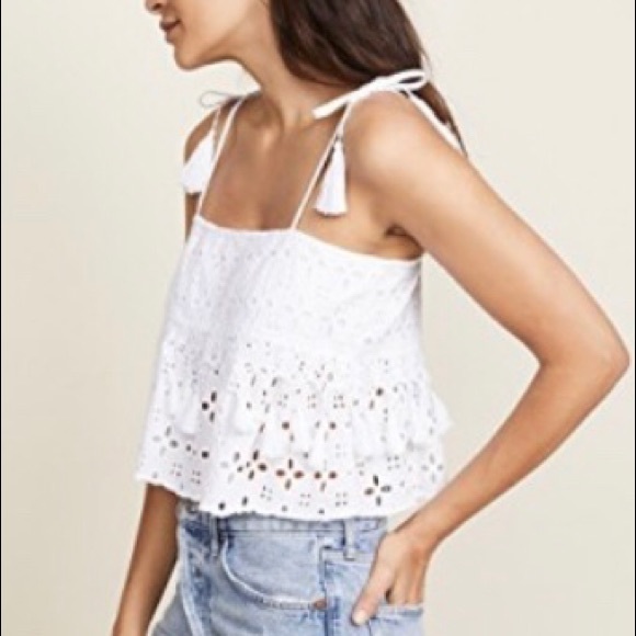 St. Jeannet Smocked Crop Top in White - Picture 2 of 4
